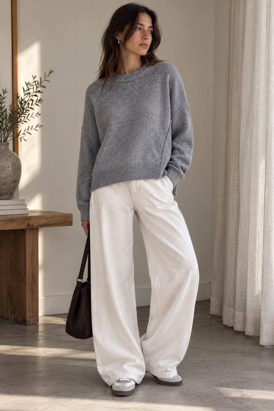Free People 100% Cashmere Gray Oversized Sweater Size M $195
